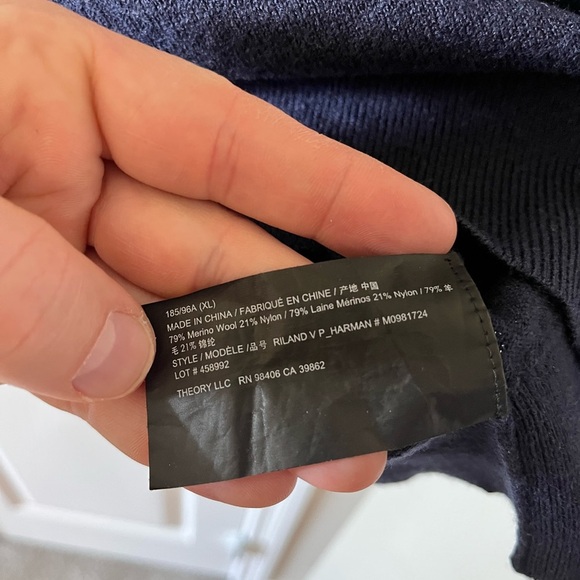 Mens Theory Merino Wool Blend V Neck Sweater XL - Picture 4 of 5